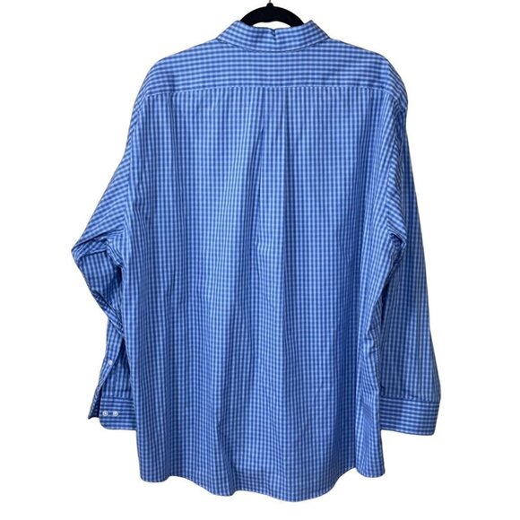 Arrow Men's Button Down Shirt Blue Micro Plaid Wrinkle Free XXL (18 1/2, 34/35) - Picture 2 of 7